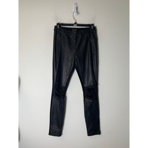 AS by DF Black Mixed Media Leather Pull On Pants Sz XS - Picture 1 of 2